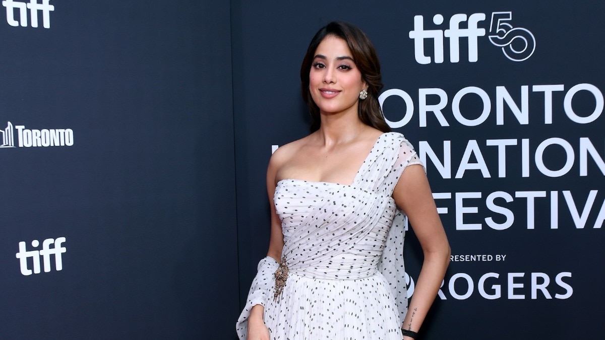 Janhvi Kapoor turns polka dots into an Indian fusion dream in a Miu Miu saree-esque gown