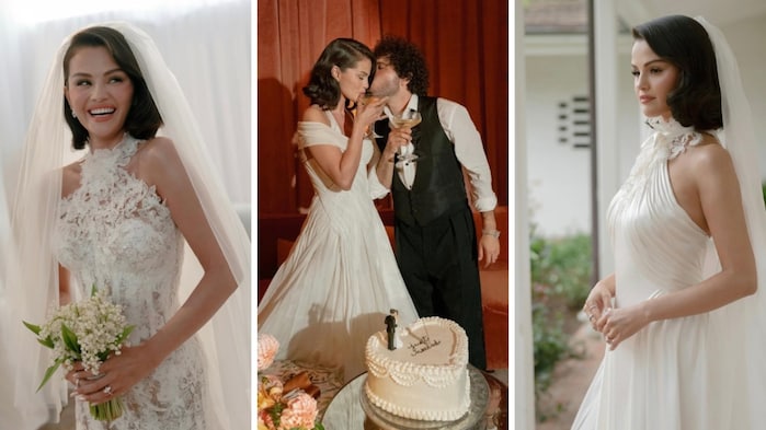Selena Gomez marries Benny Blanco in three wedding dresses in Santa Barbara