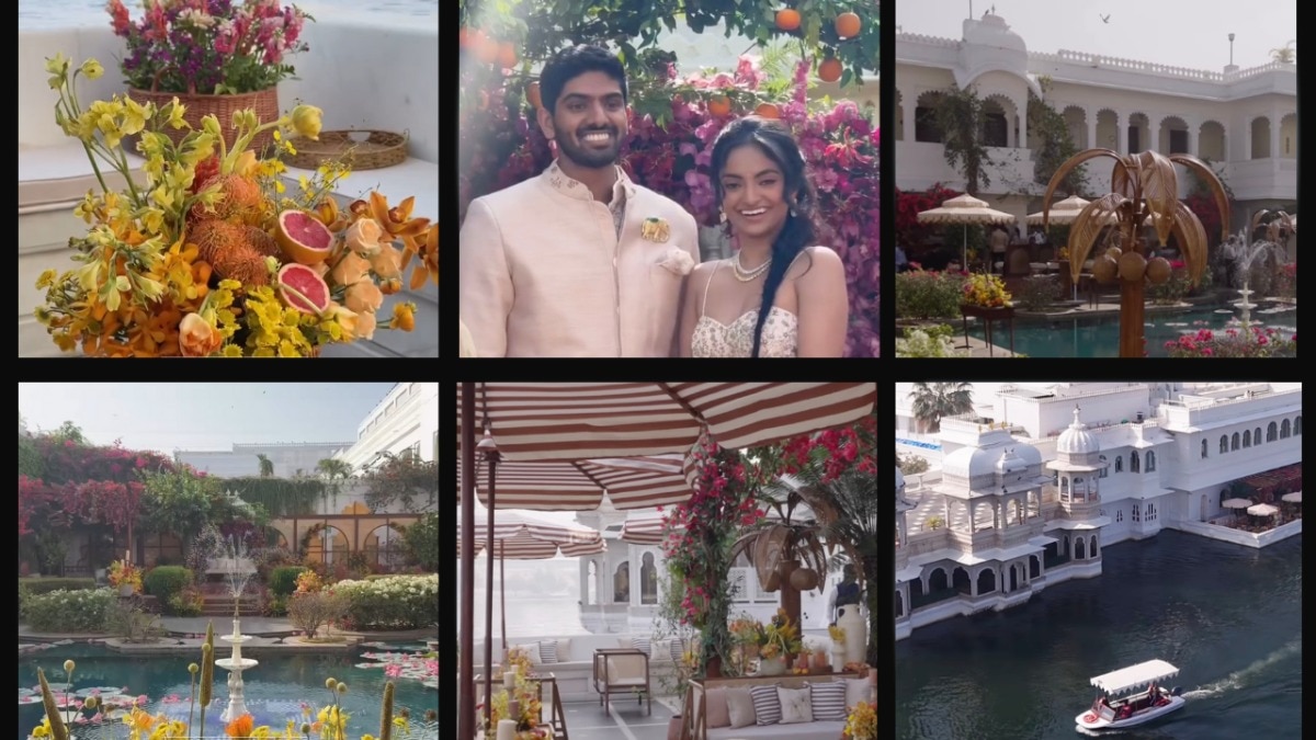 HELLO! India Exclusive: From rattan palms to mezzanine dining, the making of Netra Mantena and Vamsi Gadiraju's haldi ceremony