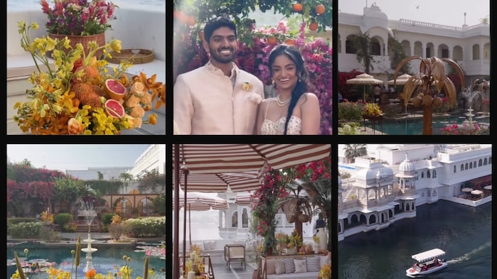 HELLO! India Exclusive: From rattan palms to mezzanine dining, the making of Netra Mantena and Vamsi Gadiraju's haldi ceremony