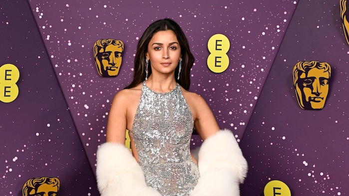 Alia Bhatt glitters at the 2026 BAFTA awards in a backless silver sequin Gucci gown