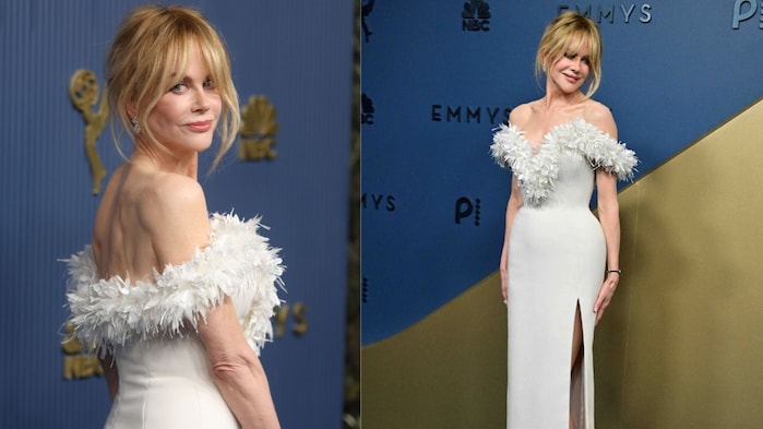 Nicole Kidman makes an Emmys red carpet return in bespoke white Chanel