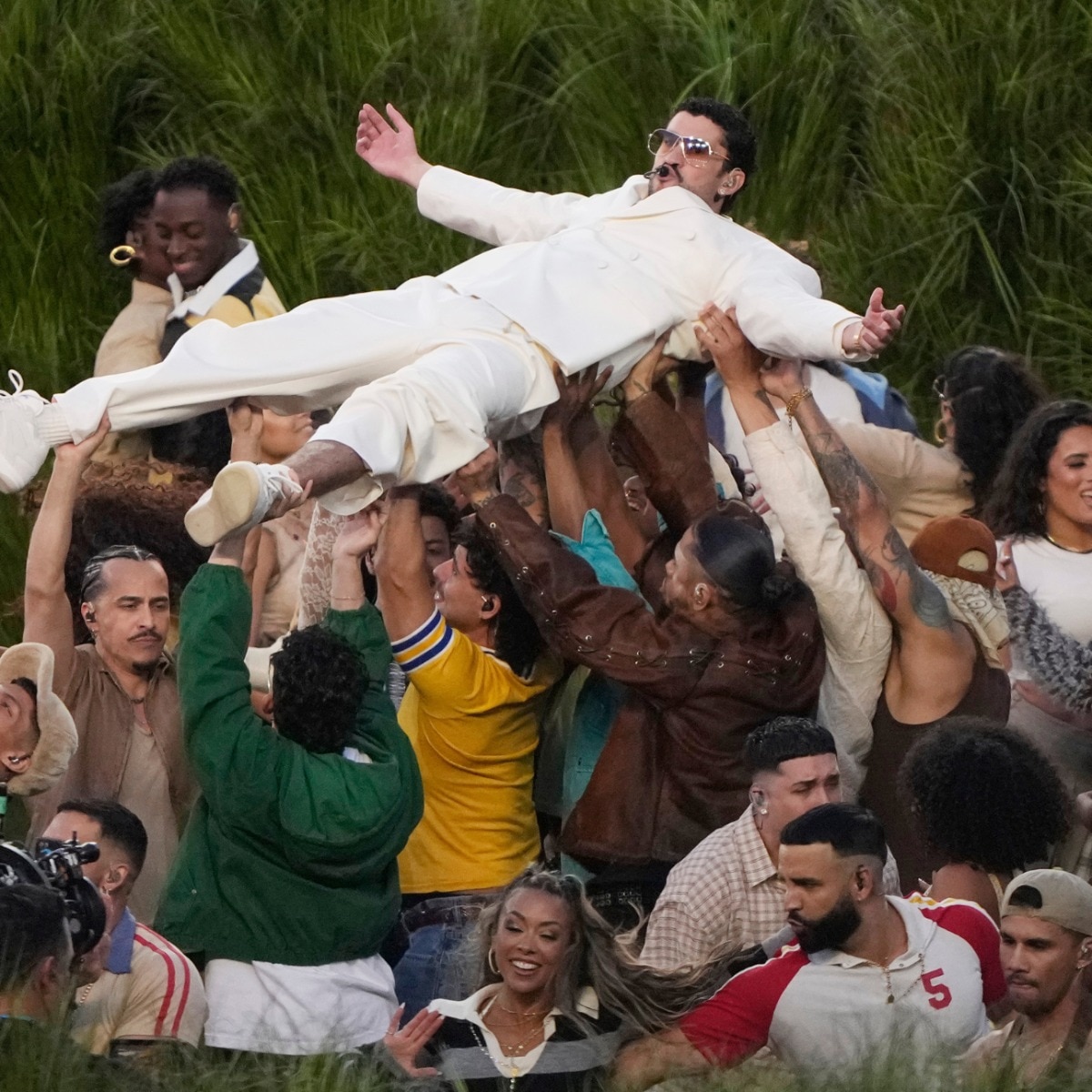 Bad Bunny’s historic Super Bowl halftime performance came in custom Zara