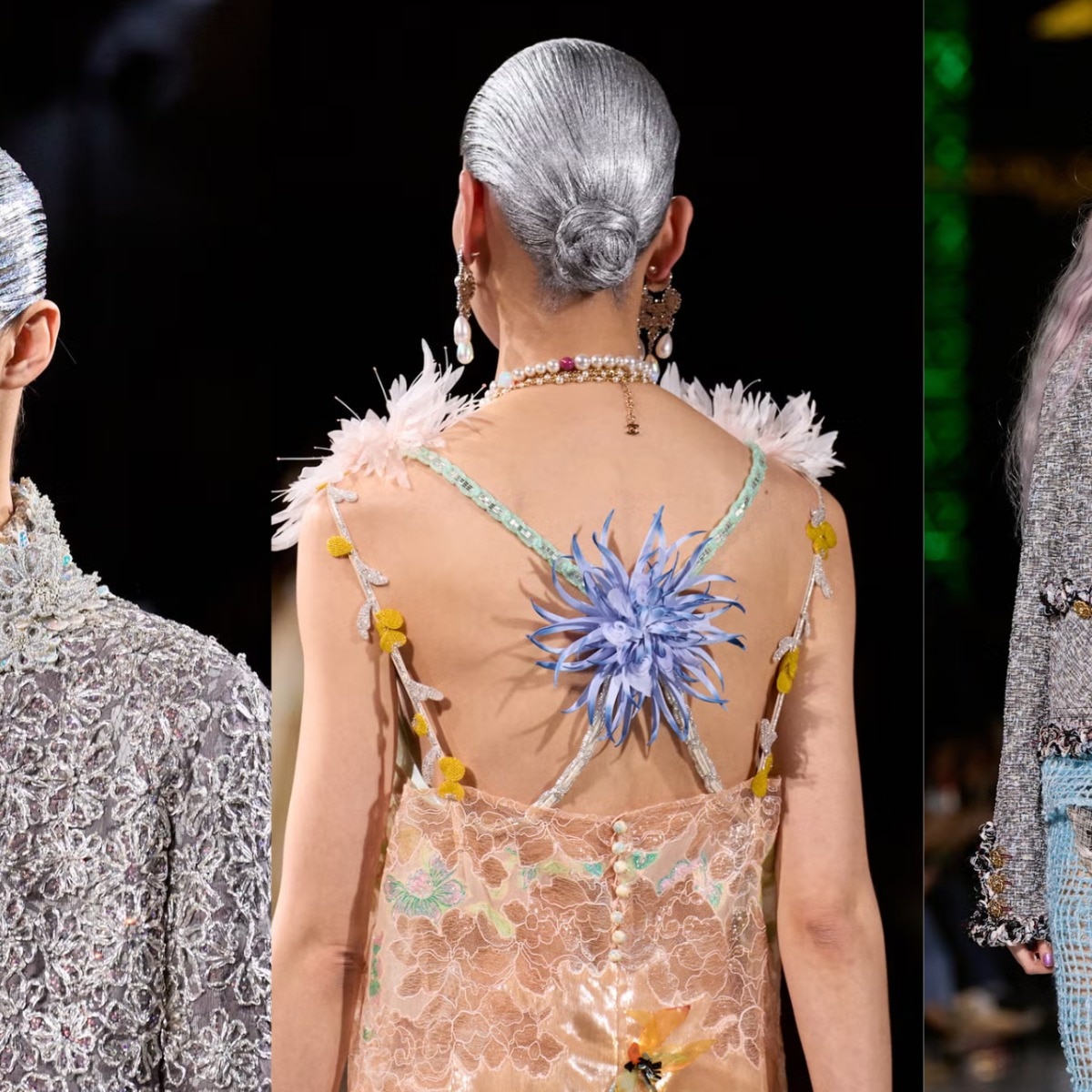 I can’t stop thinking about the chrome hair at Chanel