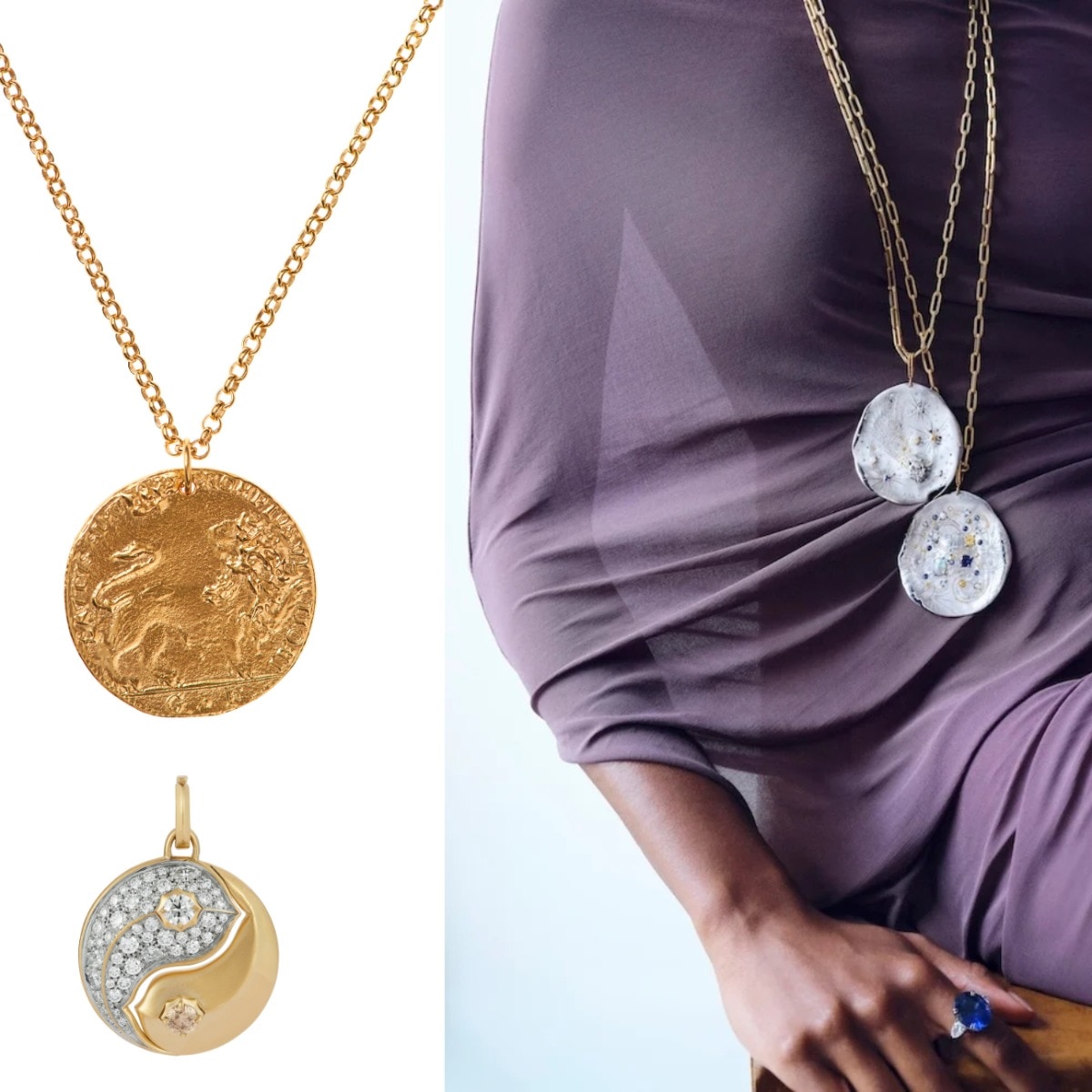 Medallion necklaces are having a major fashion moment