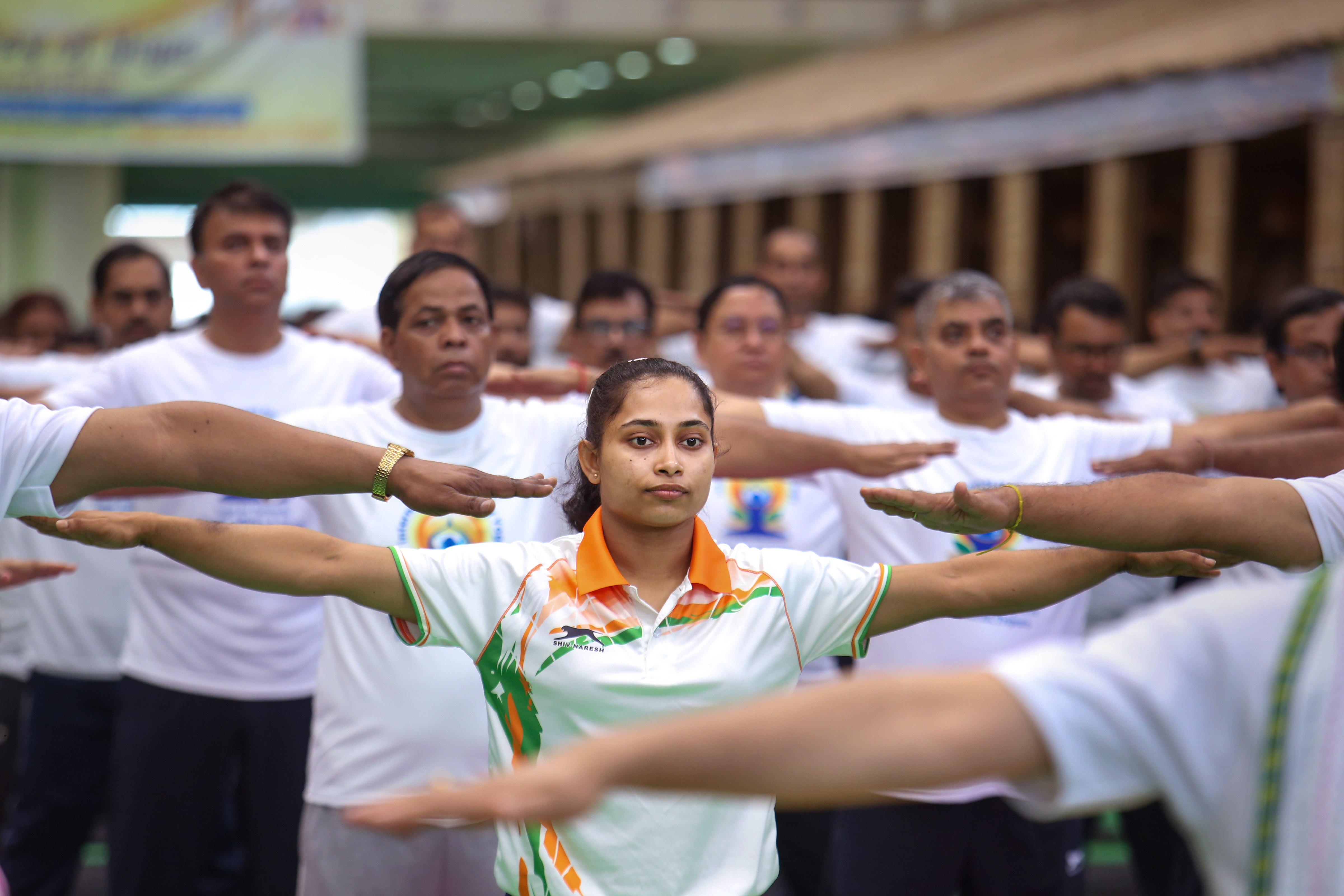 दीपा कर्माकर ने योग किया (Photo/PTI)
