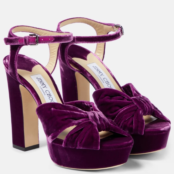 Jimmy Choo Heloise 120 Velvet Peep-Toe Pumps, ₹41,161 approx.  