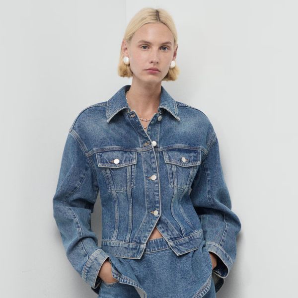 Mango Pocket Detail Crop Denim Jacket, ₹6,790