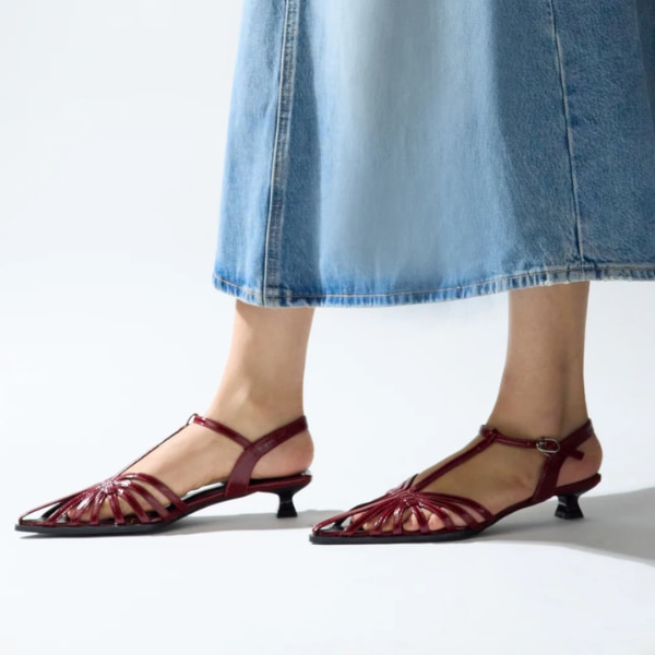 Cai Webbed Maroon Slingback Heels, ₹5,599
