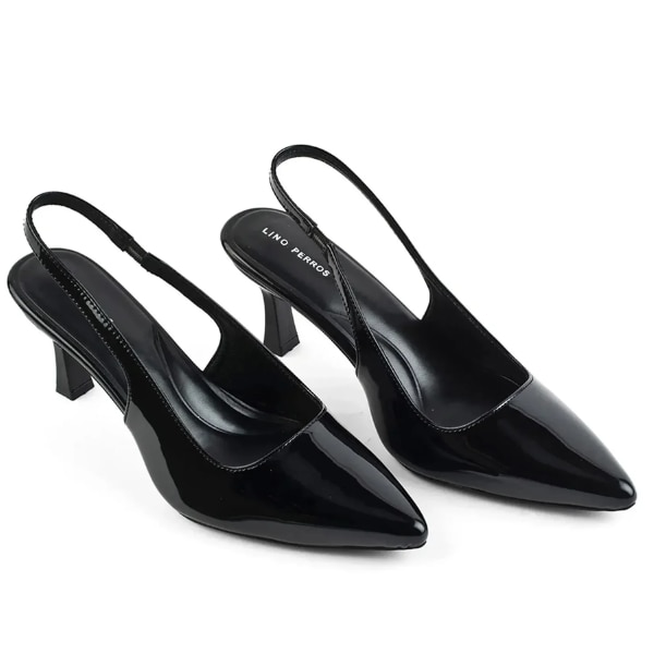 Lino Perros Victoria Point Toe Slingback Black Stilettos, ₹3,995
