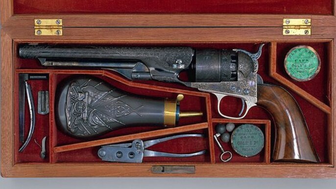 केस्ड कोल्ट मॉडल 1860 आर्मी पर्कशन रिवॉल्वर/फोटो-विकीमीडिया कॉमंस केस्ड कोल्ट मॉडल 1860 आर्मी पर्कशन रिवॉल्वर/फोटो-विकीमीडिया कॉमंस