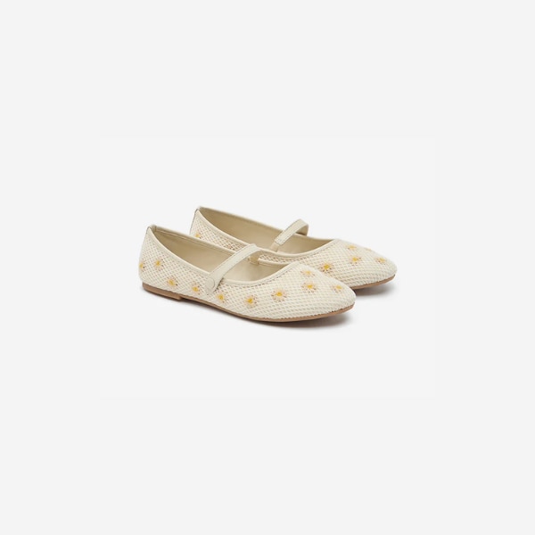 Westside Yellow Off-White Floral Embroidered Ballerina, ₹899
