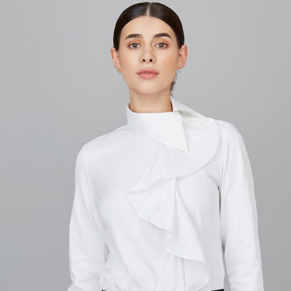 Camessi Tailored Side Ruffle Shirt with Cuffed Sleeves, ₹14,600