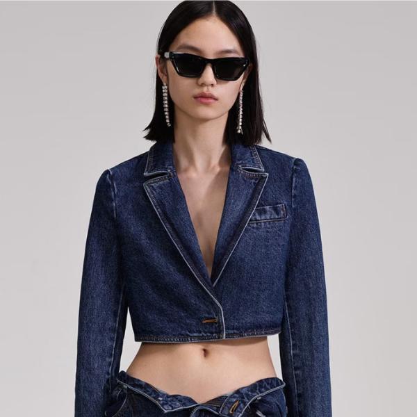 Self Portrait Cropped Denim Jacket, ₹23,649