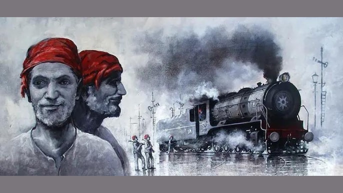 यादों की पटरी पर दौड़ते भाप इंजन की पेंटिंग (सभी तस्वीरें: किशोर प्रतिम विश्वास) यादों की पटरी पर दौड़ते भाप इंजन की पेंटिंग (सभी तस्वीरें: किशोर प्रतिम विश्वास)