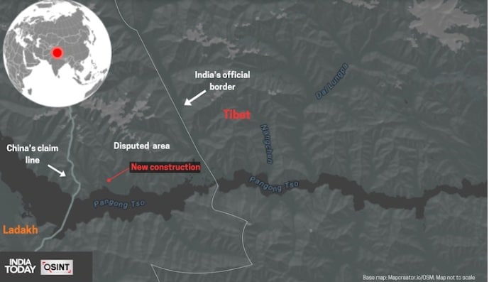 सैटेलाइट इमेज में वह विवादित क्षेत्र जहां चीन नए निर्माण कार्य कर रहा है. इंडिया टुडे ओपन-सोर्स इंटेलिजेंस (OSINT) सैटेलाइट इमेज में वह विवादित क्षेत्र जहां चीन नए निर्माण कार्य कर रहा है. इंडिया टुडे ओपन-सोर्स इंटेलिजेंस (OSINT)