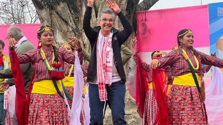 Foreigners dancing their heart out on Assam's traditional beats