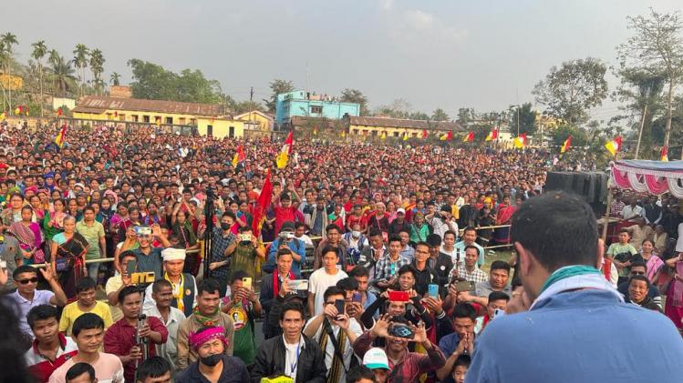 Tripura: Tipra Motha Chief Pradyot DebBarma addresses huge rally at Pecharthal