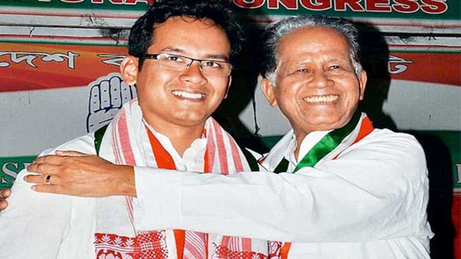 Kaliabor candidate Gaurav Gogoi along with father Tarun Gogoi casts vote Kaliabor candidate Gaurav Gogoi along with father Tarun Gogoi casts vote