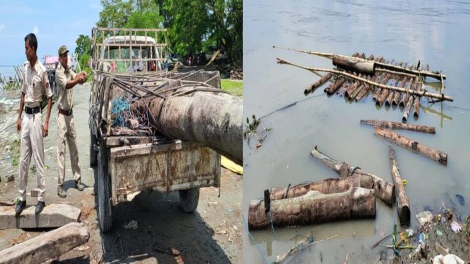 Dibrugarh police seize smuggled wood logs worth Rs 6 lakh at Panchali Dibrugarh police seize smuggled wood logs worth Rs 6 lakh at Panchali