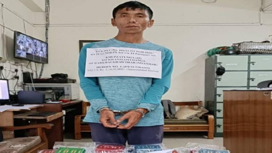 Myanmarese national nabbed with heroin worth Rs 2.14 Cr in Aizawl