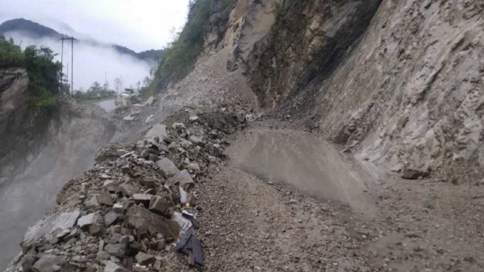 Road blocked due to heavy rainfall in Arunachal Pradesh