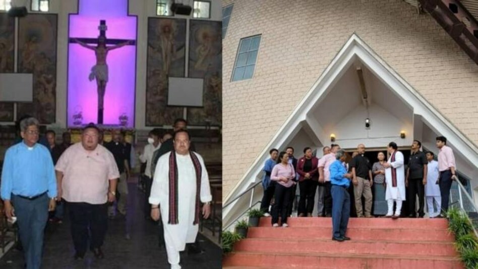 BJP president JP Nadda visits Church BJP president JP Nadda visits Church