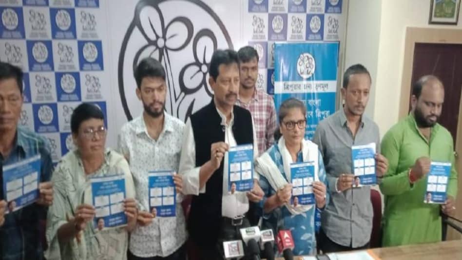 TMC leaders in Tripura during a press conference TMC leaders in Tripura during a press conference