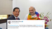 Meghalaya election update: Conrad Sangma seeks Amit Shah's support, tweets NEDA chief Himanta Biswa Sarma Meghalaya election update: Conrad Sangma seeks Amit Shah's support, tweets NEDA chief Himanta Biswa Sarma
