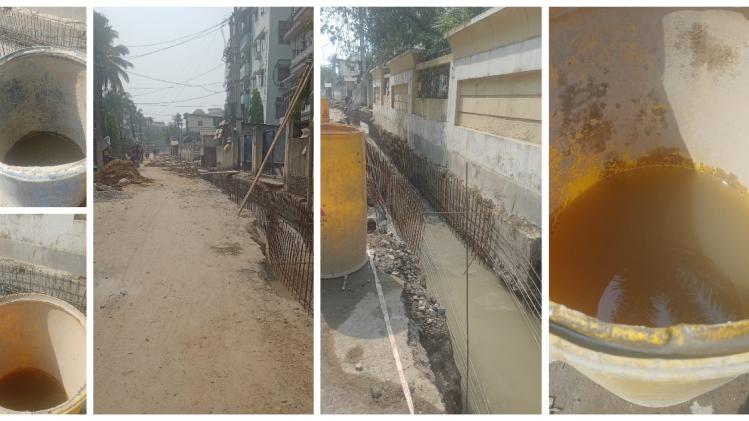 Assam Drainage construction in Guwahati uses dirty water risking
