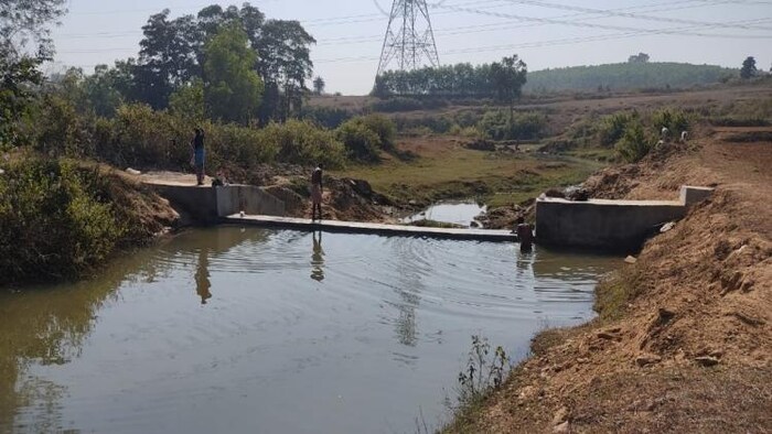 सिंचाई के लिए बनाया गया चेक डैम