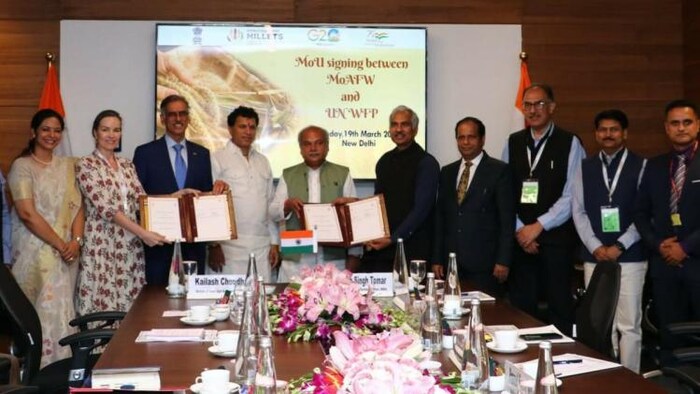 वैश्विक सम्मेलन के दौरान संयुक्त राष्ट्र के विश्व खाद्य कार्यक्रम व भारत सरकार के बीच 2023-2027 में सहयोग के लिए एमओयू