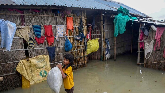 असम में बाढ़ से पांच लाख लोग प्रभावित हुए हैं (फोटो साभार-India Today/PTI)