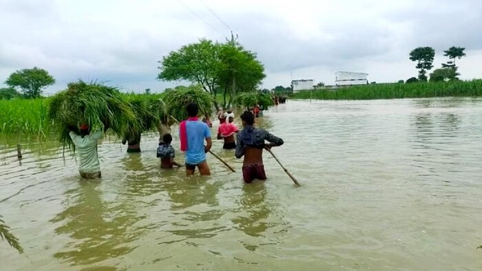 सीतापुर में सरयू नदी में उफान से गांव में घुसा पानी