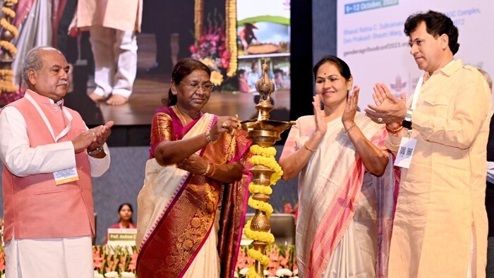 राष्ट्रपति द्रौपदी मुर्मू ने सीजीआईएआर जेंडर इम्पैक्ट प्लेटफार्म के कार्यक्रम में शिरकत की (Photo-Ministry of Agriculture).