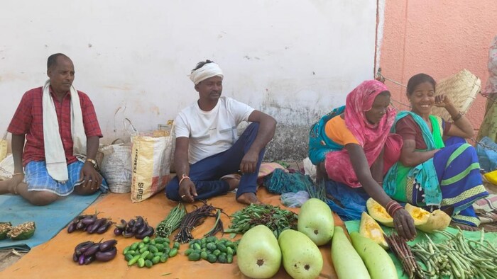 सब्जी बेचते विधायक उम्मीदवार किसान रामूराम फोटोः किसान तक