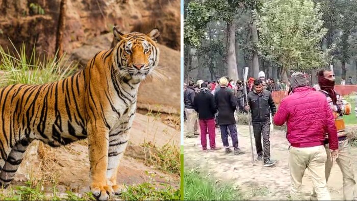 घटनास्थल पर पुलिस व ग्रामीणों की जुटी भीड़ (Photo- Kisan Tak)