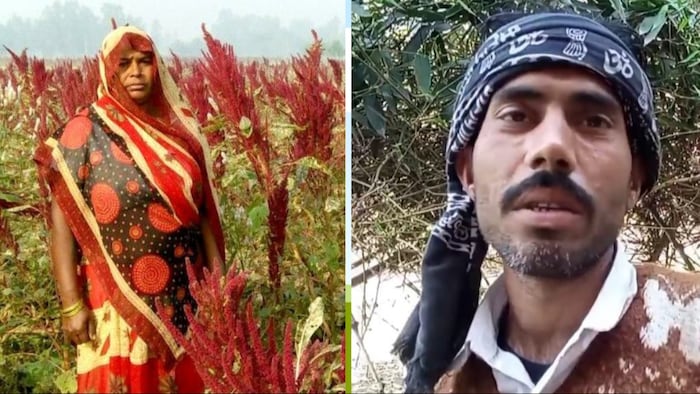 बाराबंकी में रामदाना की खेती करने वाली महिला किसान निर्मला देवी और युवा किसान विक्रम सिंह (Photo-Kisan Tak)