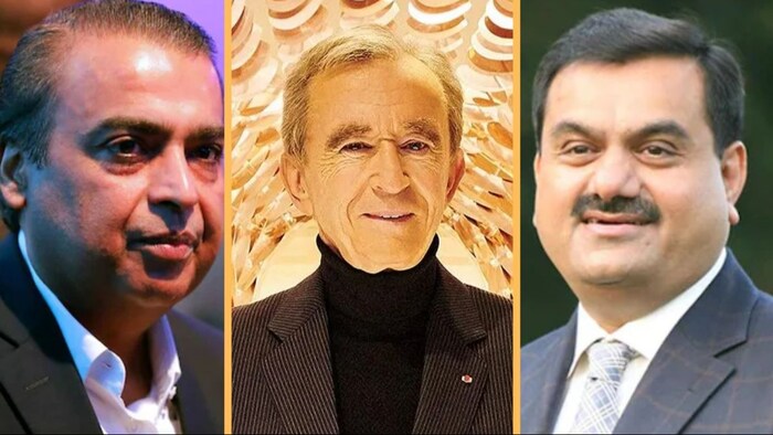 मुकेश अंबानी, बर्नार्ड अरनॉल्ट और गौतम अडानी.