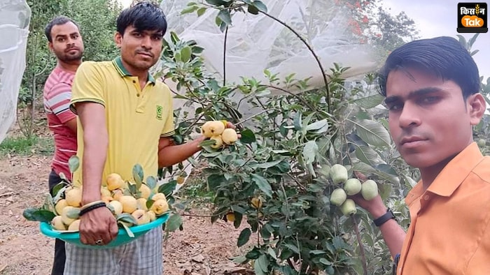 सेब की खेती करने वाले गाजीपुर के किसान सुनील कुशवाहा (फोटो- किसान तक)