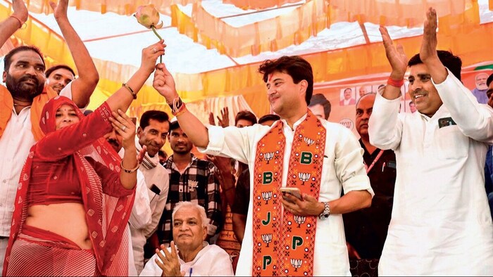 Jyotiraditya Scindia during election campaign in Guna on April 24