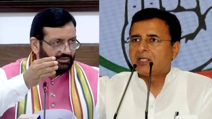 हरियाणा सीएम नायब सिंह सैनी और कांग्रेस नेता रणदीप सिंह सुरजेवाला. (फाइल फोटो)