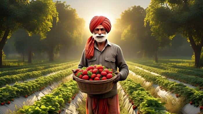 Strawberry Crop in Dry Farm (Photo Credit: AI)