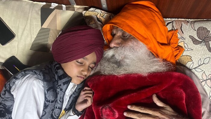 Farmer Leader Dallewal with his Grandson Jigar Jyot Singh