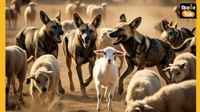 आवारा कुत्तों के हमले से 70 से ज्यादा भेड़-बकरियों की मौत और 600 से ज्यादा जख्मी हो गईं. (AI Image)