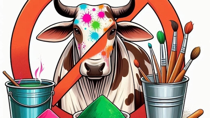 Do not put colors on animals during Holi
