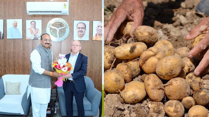 यूपी के उद्यान मंत्री दिनेश प्रताप सिंह ने अंतर्राष्ट्रीय आलू केंद्र, पेरू के महानिदेशक डॉ साइमन हैक से की मुलाकात
