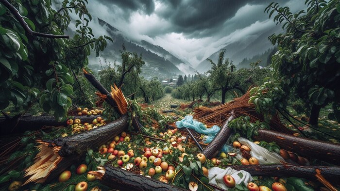 himachal fruit crop destroyed due to thunderstorm and hailstorm