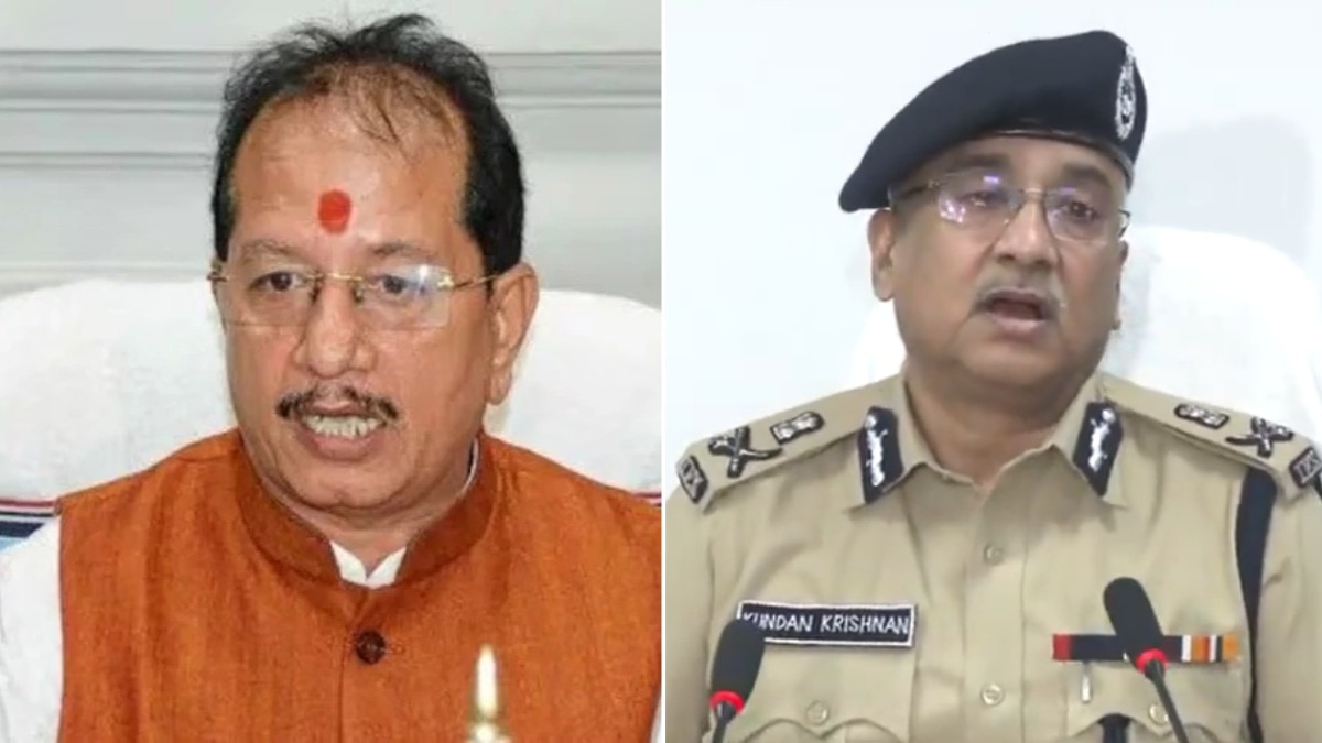 Deputy CM Vijay Sinha and ADG Law and Order Kundan Krishnan.
