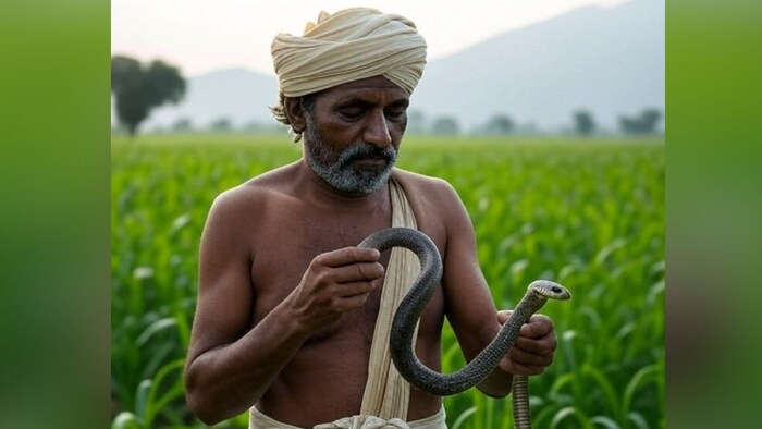 farmer with cobra snake mau
